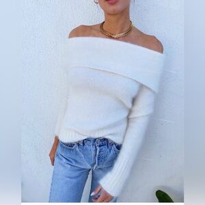 90s Off The Shoulder Angora Sweater $120